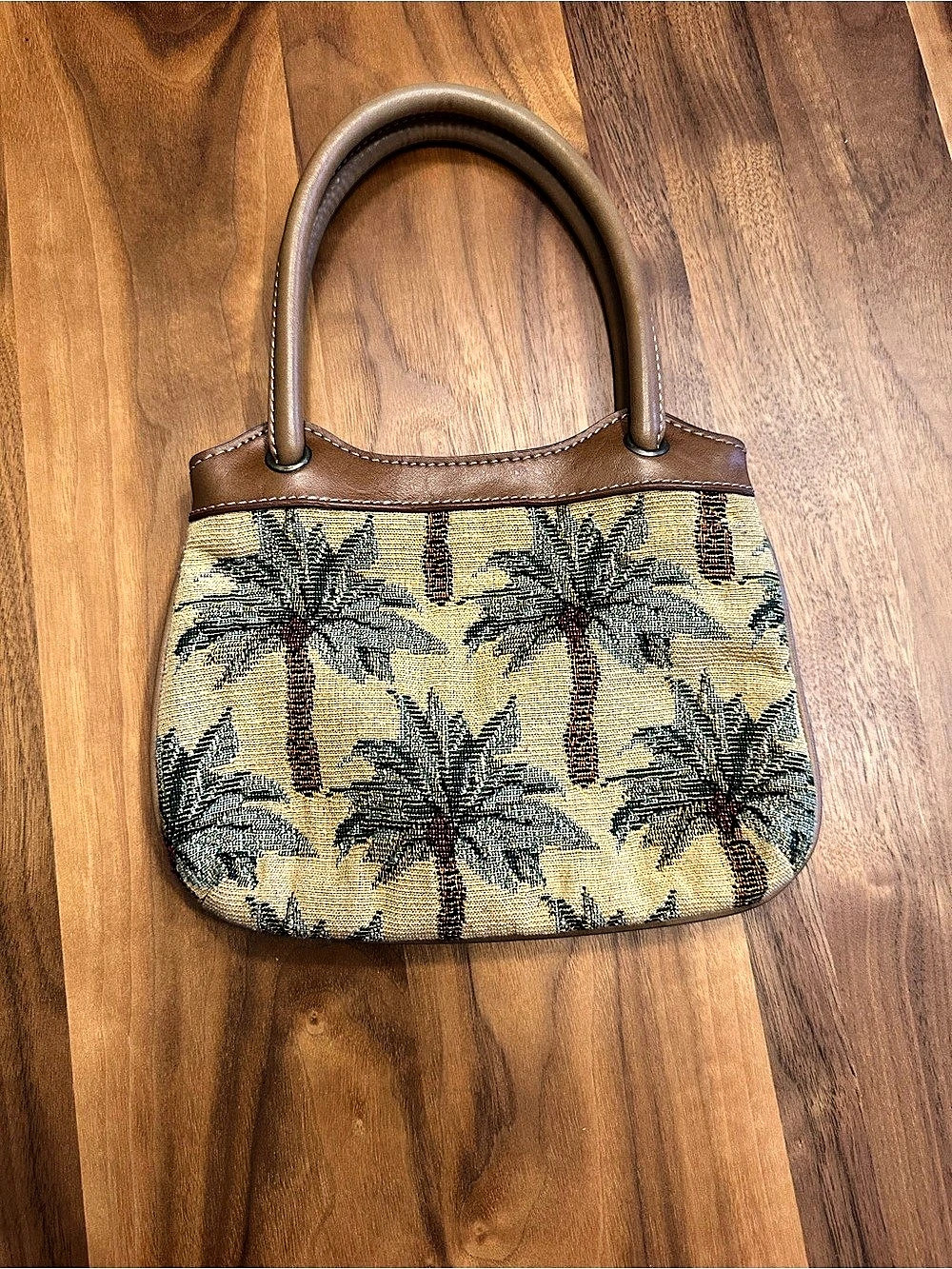 Scala Collection vintage tropical Palm Tree 1990s  Tapestry Shoulder Bag Brown s